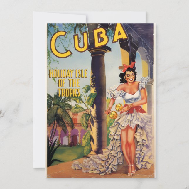 Vintage Cuban Tourist Commission Tropics Travel Holiday Card (Front)
