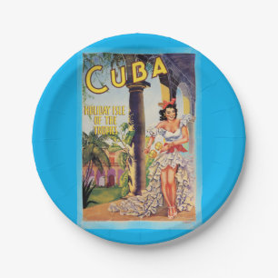 Vintage Cuban Tourist Commission Tropics Travel Paper Plate