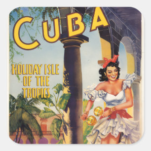 Vintage Cuban Tourist Commission Tropics Travel Square Sticker