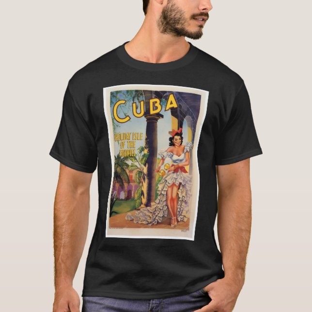 Vintage Cuban Tourist Commission Tropics Travel T-Shirt (Front)
