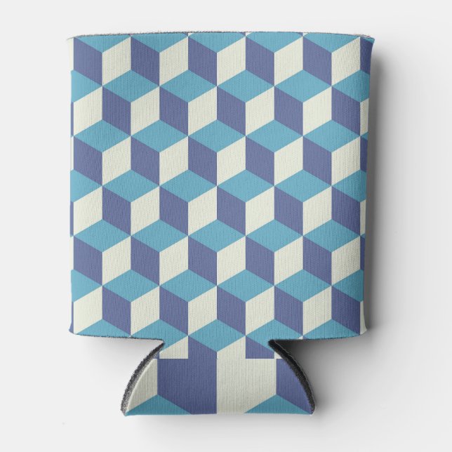 Vintage Cube Art, Seamless Pattern. Can Cooler (Front)