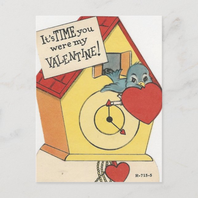 Vintage Cuckoo Valentine Holiday Postcard (Front)