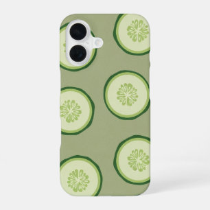 Vintage Cucumber Slice Pattern iPhone 16 Case