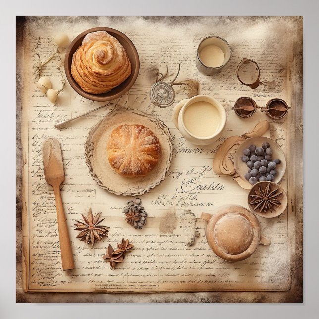 Vintage Culinary Delights Pattern Poster (Front)