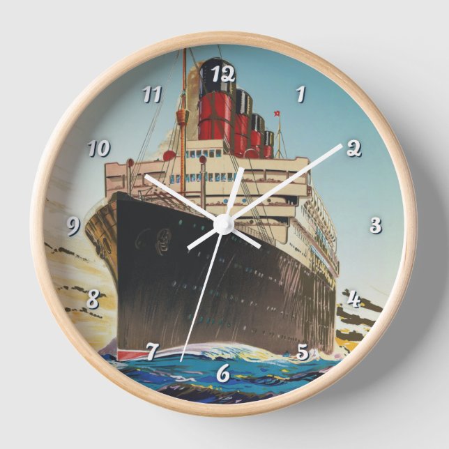 VINTAGE CUNARD AQUITANIA TRAVEL CLOCK (Front)