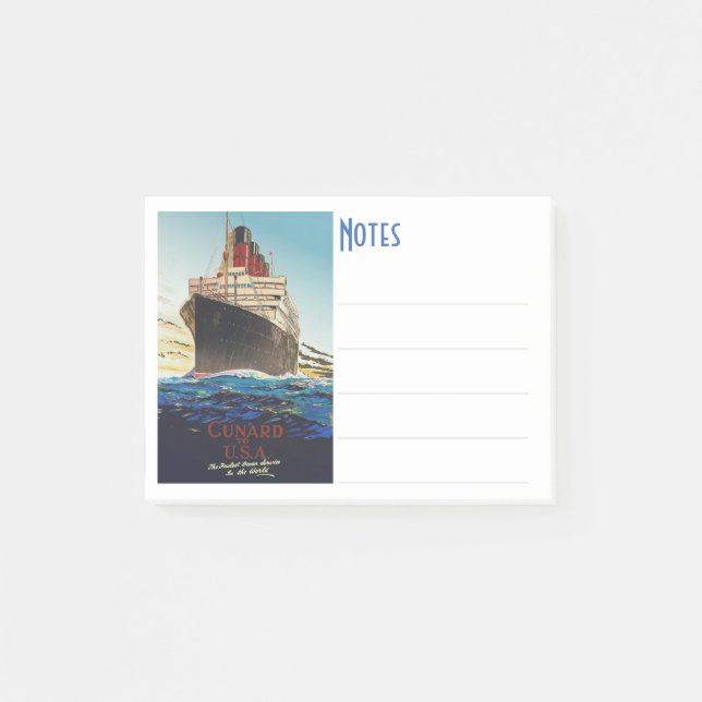 VINTAGE CUNARD AQUITANIA TRAVEL POST-IT NOTES (Front)