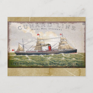 Vintage Cunard Line Royal Mail Steamers Postcard