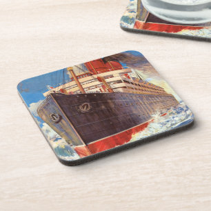 VINTAGE CUNARD OCEAN LINER TRAVEL COASTER