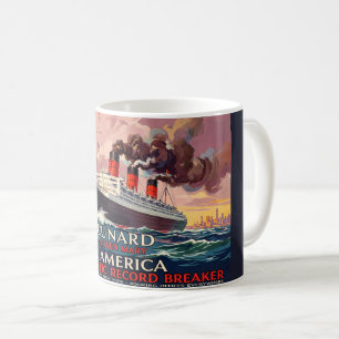 Vintage Cunard Queen Mary Ocean Liner Coffee Mug
