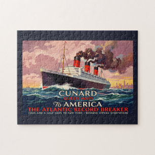 Vintage Cunard Queen Mary Ocean Liner Jigsaw Puzzle