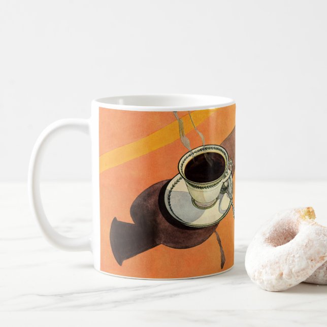 Vintage Cup of Coffee, Saucer, Spoon, Retro Diner (With Donut)