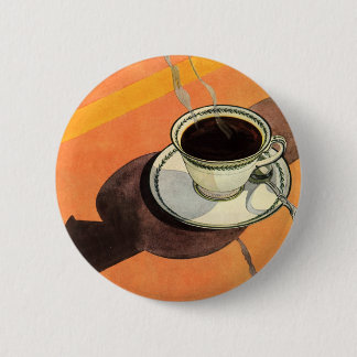 Vintage Cup of Coffee, Saucer, Spoon, Retro Diner 6 Cm Round Badge