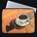 Vintage Cup of Coffee, Saucer, Spoon, Retro Diner Laptop Sleeve<br><div class="desc">Vintage illustration hot drinks and beverages image featuring a retro cup of coffee on an orange tablecloth.</div>