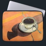 Vintage Cup of Coffee, Saucer, Spoon, Retro Diner Laptop Sleeve<br><div class="desc">Vintage illustration hot drinks and beverages image featuring a retro cup of coffee on an orange tablecloth.</div>