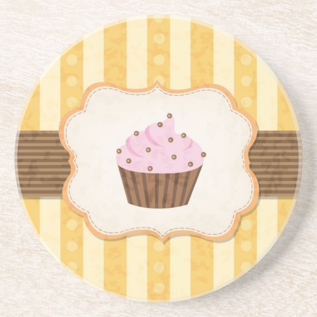 Vintage Cupcake Background Coaster (Front)