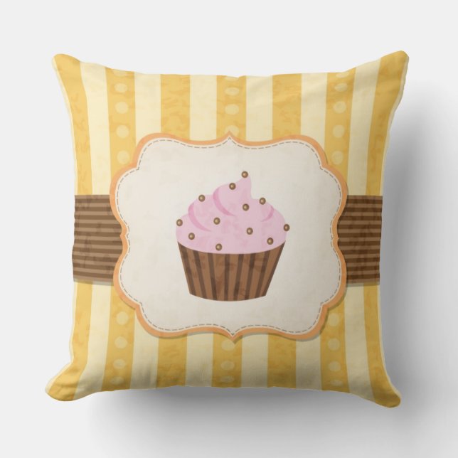 Vintage Cupcake Background Cushion (Front)