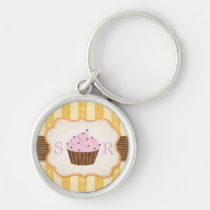 Vintage Cupcake Background Key Ring