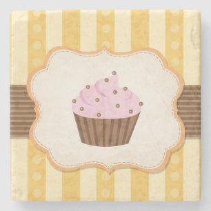 Vintage Cupcake Background Stone Coaster
