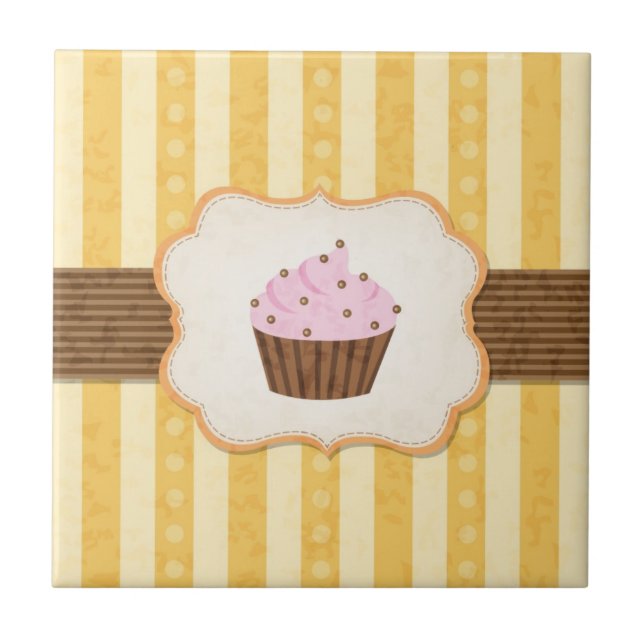 Vintage Cupcake Background Tile (Front)
