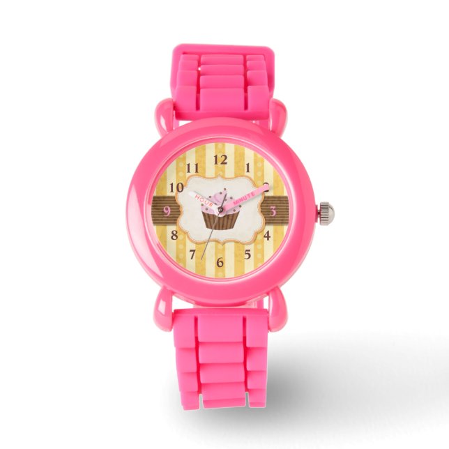 Vintage Cupcake Background Watch (Front)
