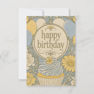 vintage cupcake birthday card