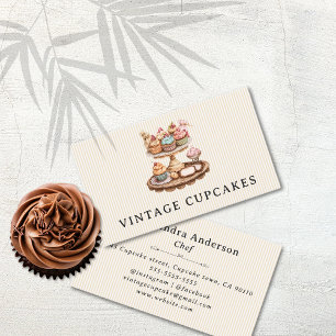 Vintage Cupcake Pastry Chef Business Card
