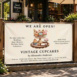 Vintage Cupcake Retro Bakery Banner