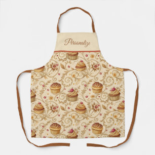 Vintage Cupcake Swirl Personalised Baking Elegance Apron