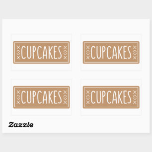 Vintage Cupcakes Bakery Emblem Design Rectangular Sticker