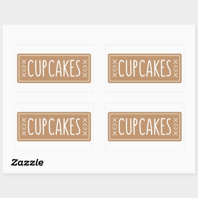 Vintage Cupcakes Bakery Emblem Design Rectangular Sticker (Sheet)