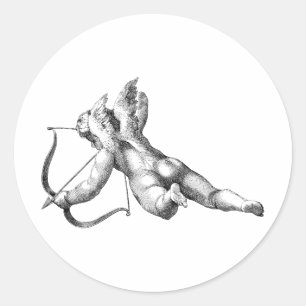 Vintage Cupid and Arrow Love Cherub Angel Classic Round Sticker
