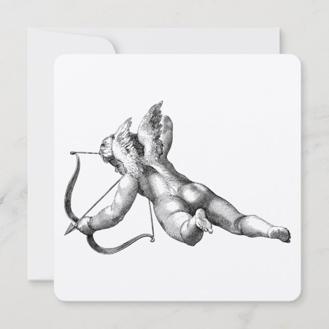 Vintage Cupid and Arrow Love Cherub Angel Invitation (Front)