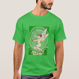 Vintage Cupid and Heart Tattoo Design T-Shirt