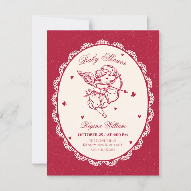Vintage cupid angel invitation (Front)
