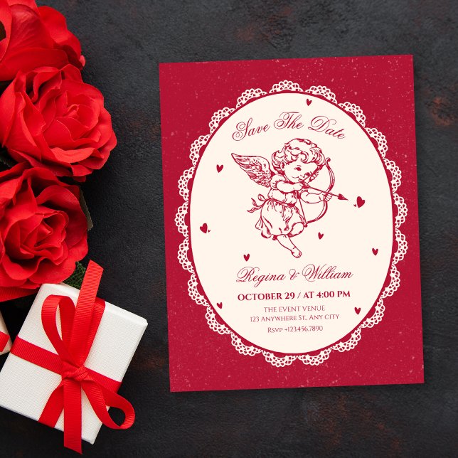 Vintage cupid angel wedding save the date (Creator Uploaded)