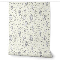 Vintage Cupid Angels Floral Baby Grey Toile