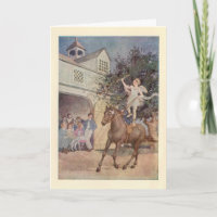 Vintage Cupid Child Angel & Horse w/Bow and Arrow