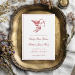 Vintage Cupid Elegant Romantic Red Wedding Save The Date<br><div class="desc">Announce your special day with timeless romance using this Vintage Cupid Elegant Red Wedding Save the Date Invitation Card. This striking save the date invitation template features a vintage-inspired illustration of Cupid with his bow and arrow, symbolising love and destiny in a bold, memorable way. Elegant calligraphy script adds a...</div>