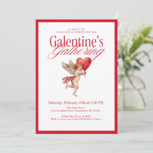 Vintage Cupid Galentine’s Gathering Party Invitation
