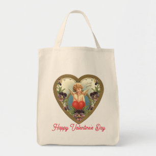 Vintage Cupid In Heart Tote Bag