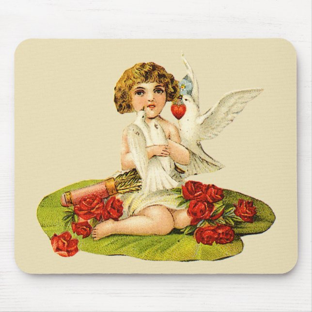 Vintage Cupid on Lily Pad Mouse Mat (Front)