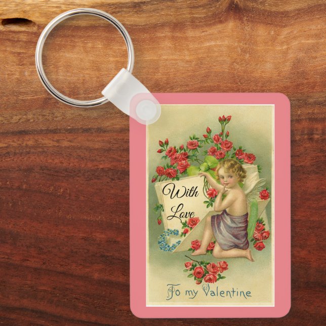 Vintage Cupid Valentine Keychain (Front)