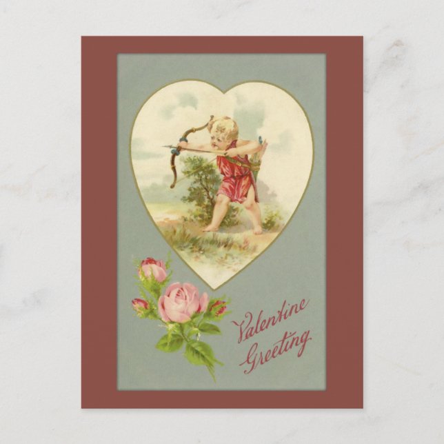 Vintage Cupid Valentine Postcard (Front)