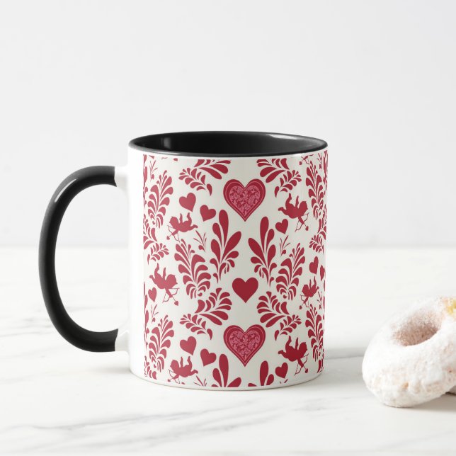 Vintage Cupid Wallpaper Mug (With Donut)