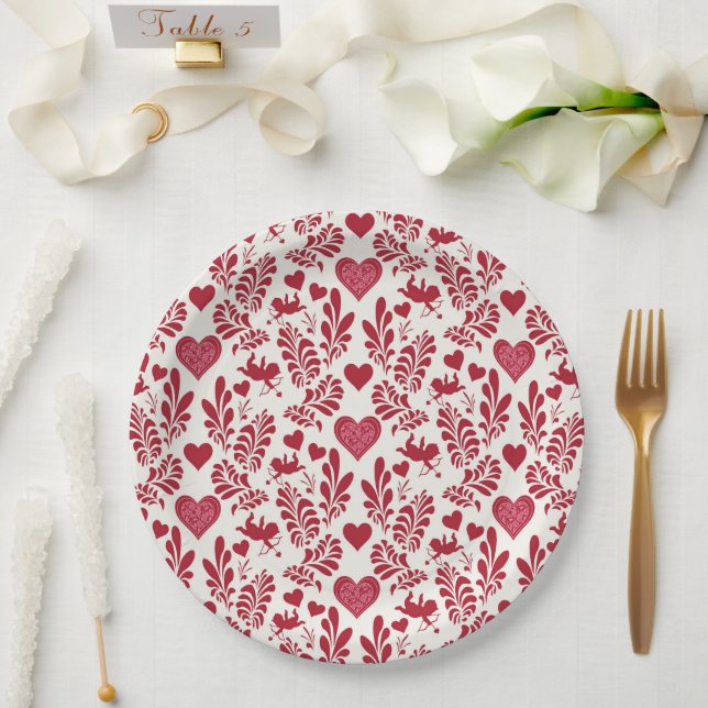 Vintage Cupid Wallpaper Paper Plate (Wedding)