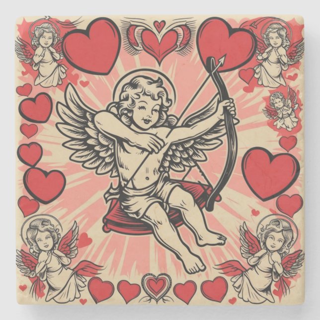 Vintage cupide  love stone coaster (Front)