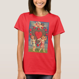 Vintage Cupids and Valentine Red Hearts Holiday T-Shirt