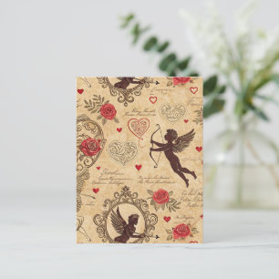 Vintage Cupid's Romantic Pattern (10) Postcard