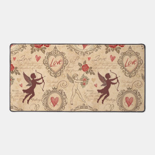 Vintage Cupid's Romantic Pattern (3) Desk Mat