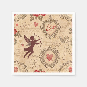 Vintage Cupid's Romantic Pattern (3) Napkin